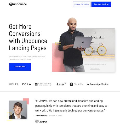 landing page unbounce
